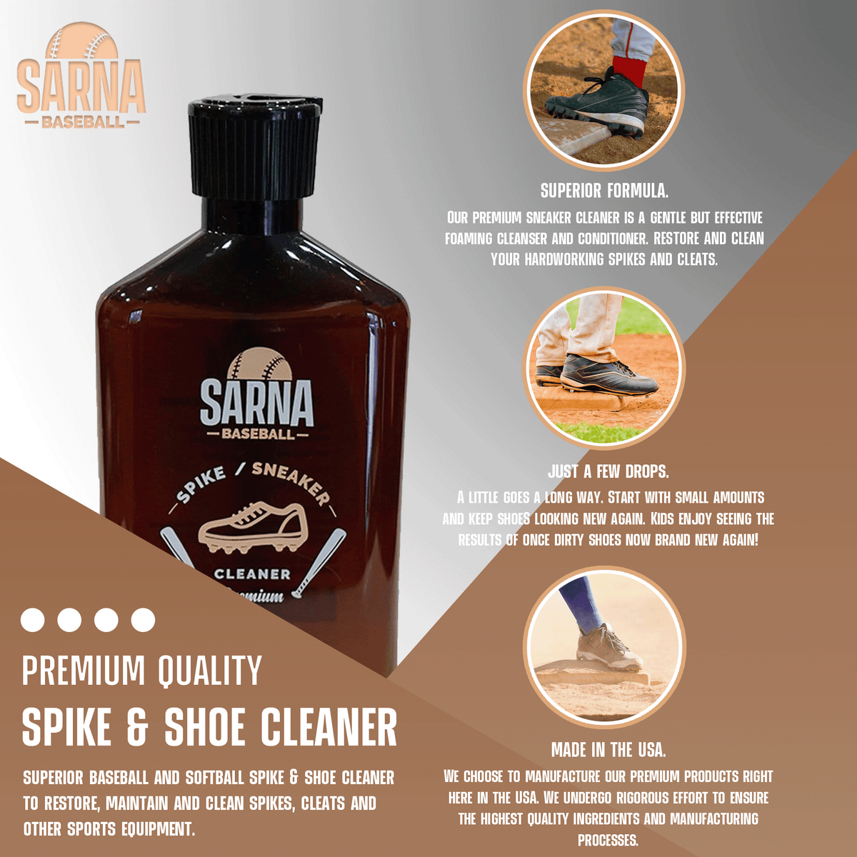 Sarna Baseball Spike and Sneaker Cleaner - 8 oz - HIT a Double - 2
