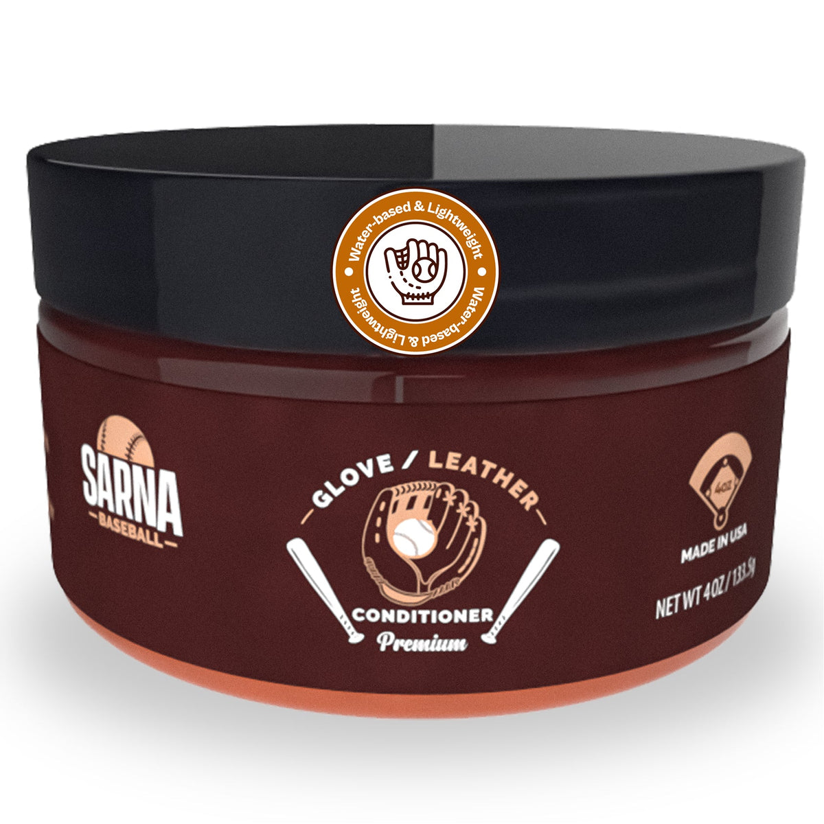Sarna Baseball Glove Conditioner Cream - 8 oz - HIT a Double - 1