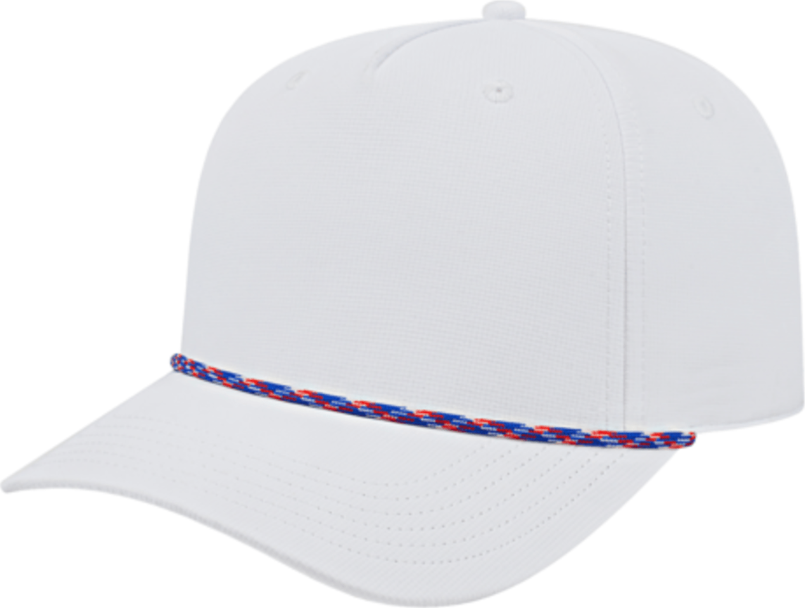 Cap America i7256 Athletic Rope Cap - White With Red White Royal Rope