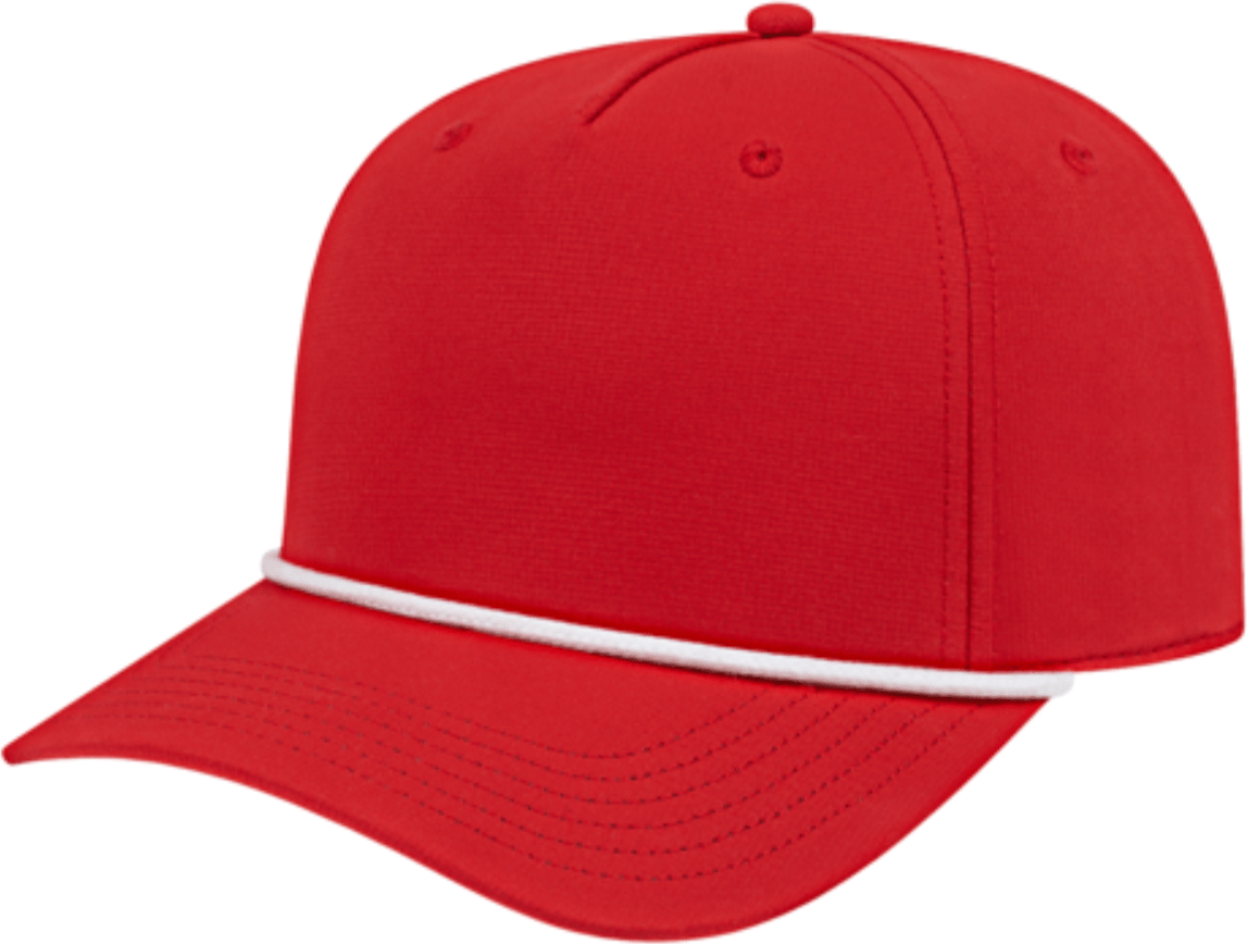 Cap America i7256 Athletic Rope Cap - Red With White Rope