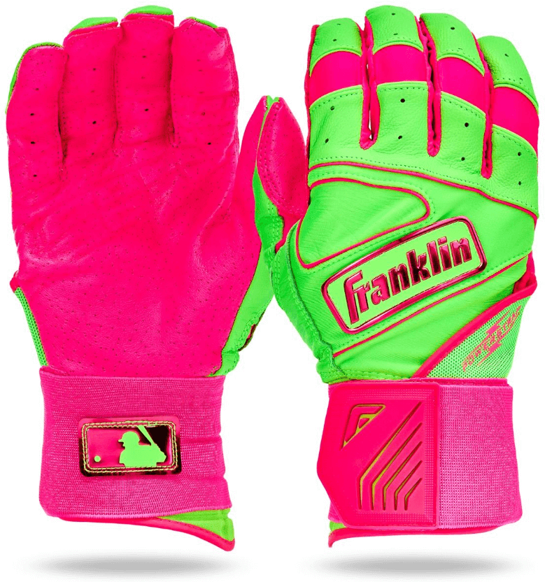 Franklin Adult Infinite Powerstrap Batting Gloves - Green Apple Pink - HIT a Double - 1