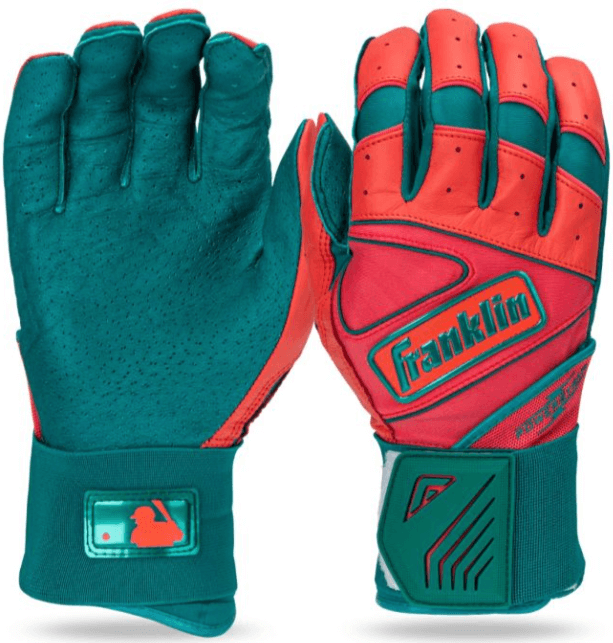 Franklin Adult Infinite Powerstrap Batting Gloves - Teal Coral - HIT a Double - 1