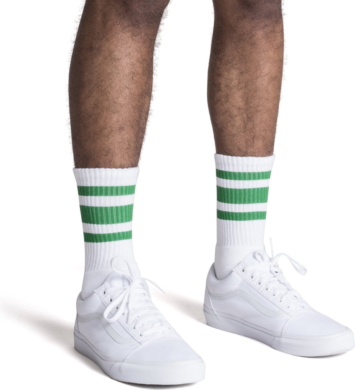 SOCCO Green Striped Socks - White