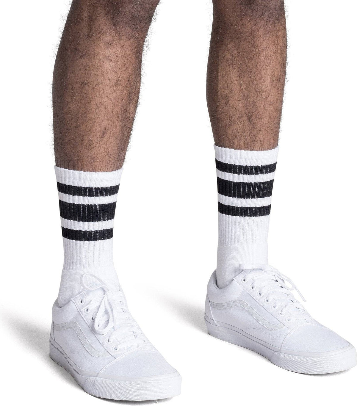 SOCCO Black Striped Socks - White