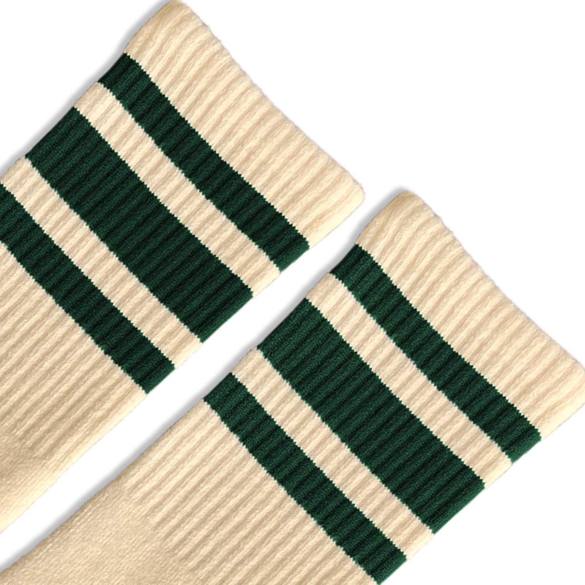 SOCCO Naturals Crew Socks - Dark Green Striped