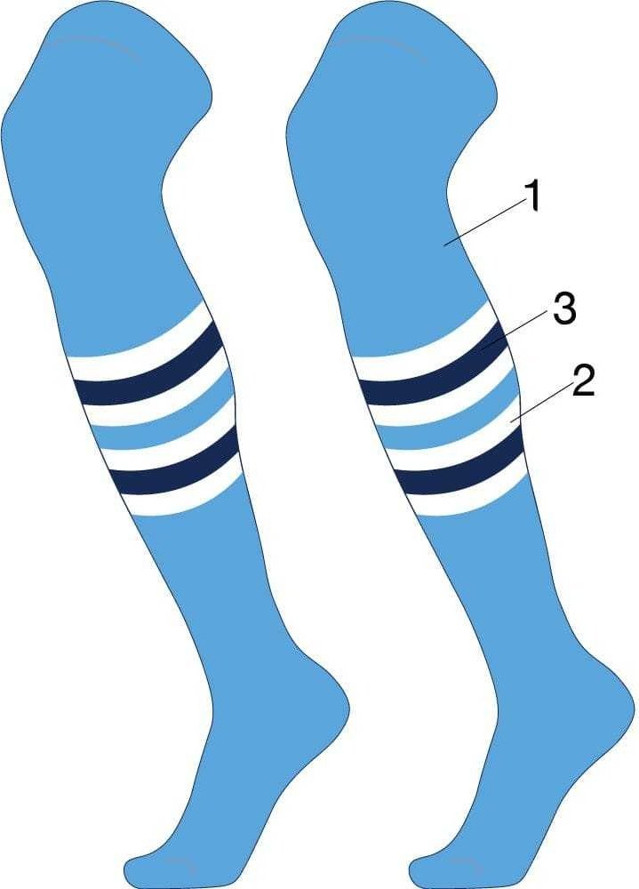 TCK Customizable Striped Over the Knee Baseball Socks - Dugout Pattern I - HIT a Double - 1