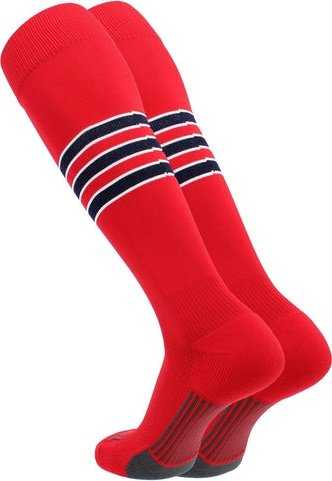 TCK Dugout Knee High Socks - Scarlet White Navy - HIT a Double - 1