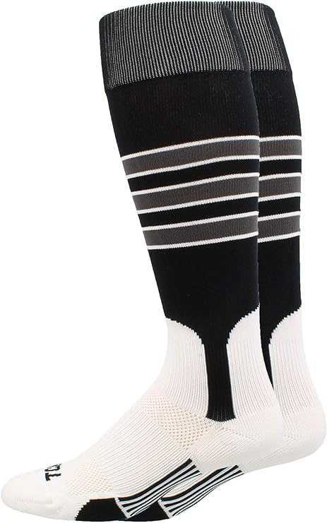 TCK Dugout Knee High Stirrup Socks - Black White Graphite - HIT a Double - 2