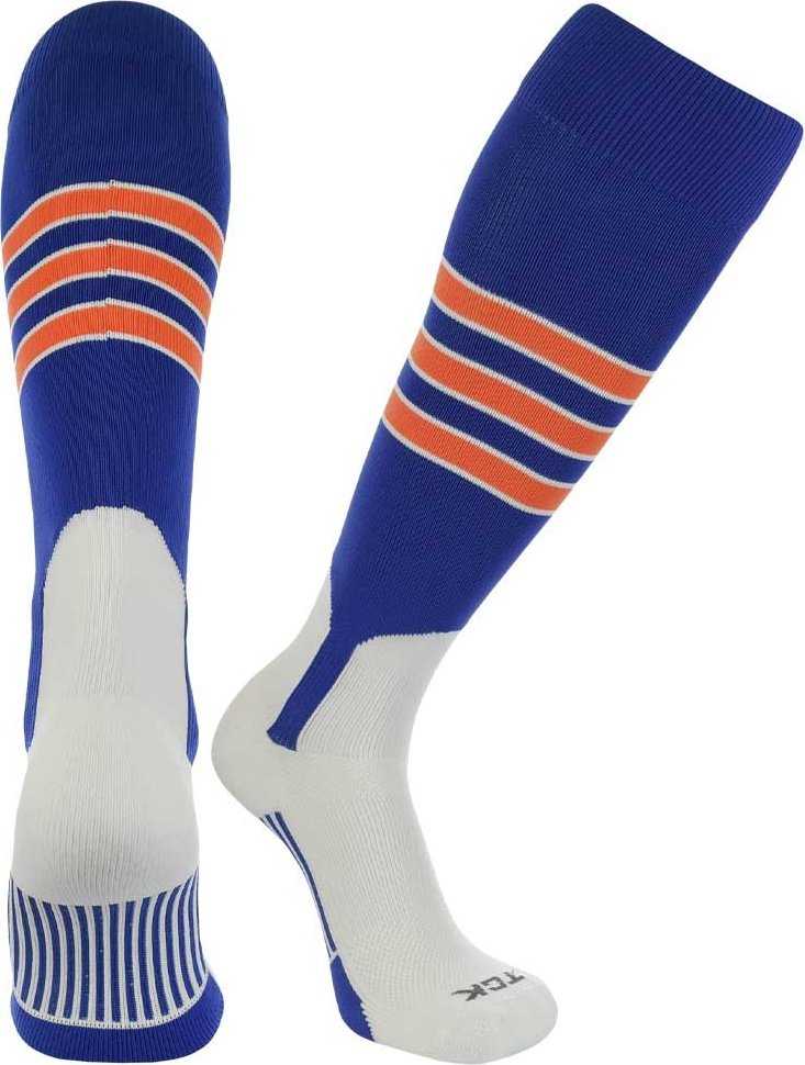 TCK Dugout Knee High Stirrup Socks - Royal White Orange - HIT a Double - 1