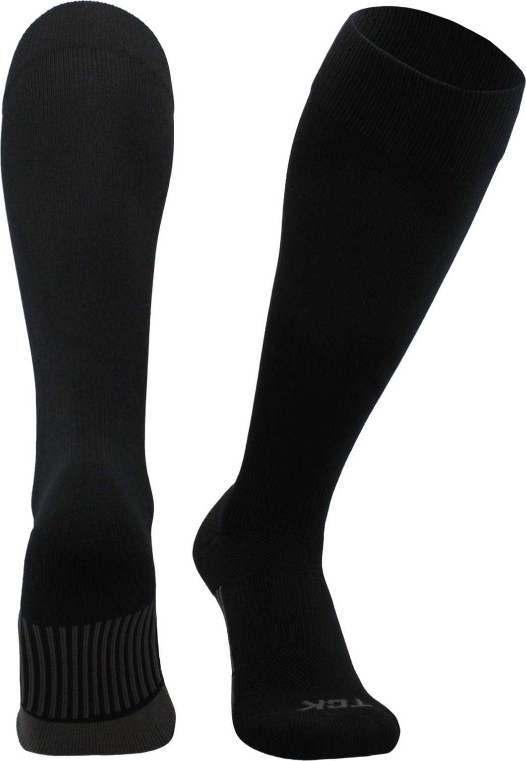TCK Dugout Solid Color Knee High Sports Socks - Black - HIT a Double - 1