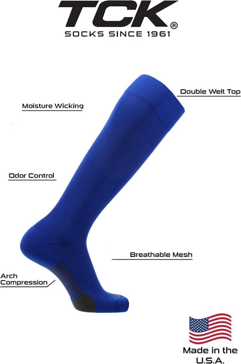 TCK Dugout Solid Color Knee High Sports Socks - Columbia Blue - HIT a Double - 2