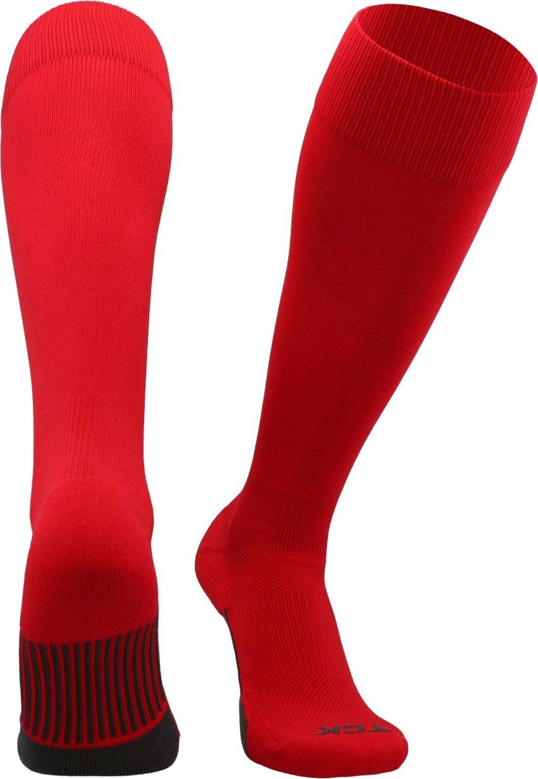 TCK Dugout Solid Color Knee High Sports Socks - Red - HIT a Double - 1