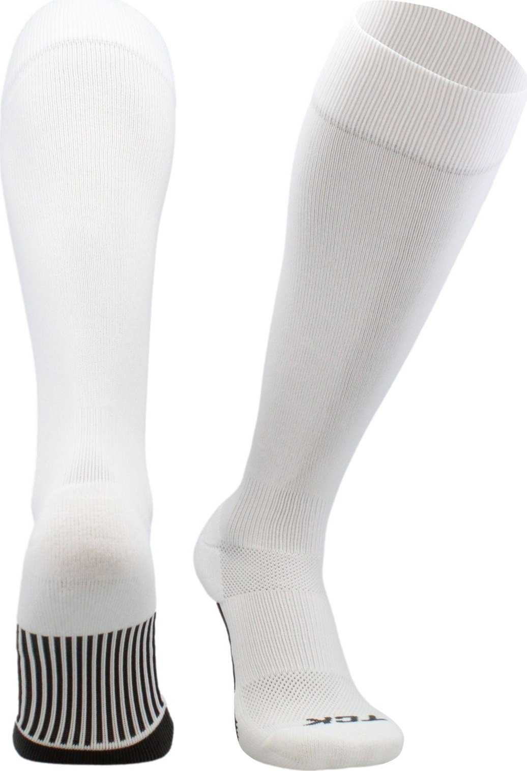 TCK Dugout Solid Color Knee High Sports Socks - White - HIT a Double - 1