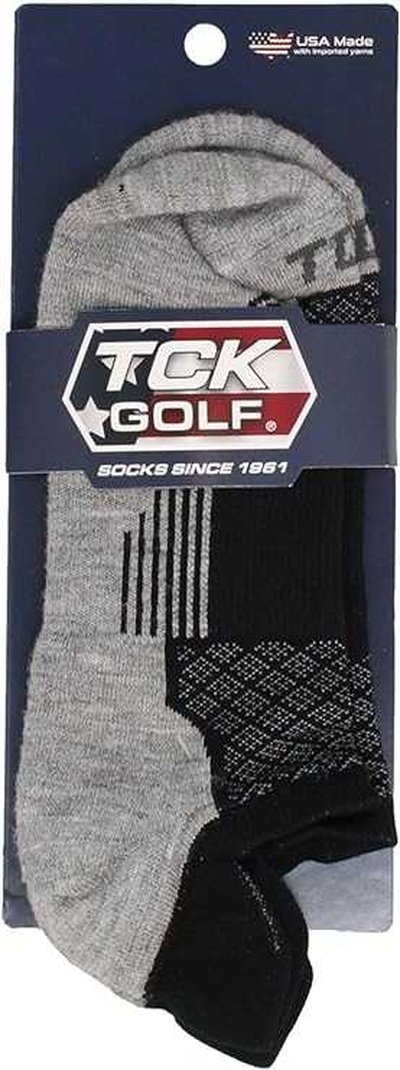 TCK Tour Golf Socks for Men and Women&#39;s No Show - Black Gray - HIT a Double