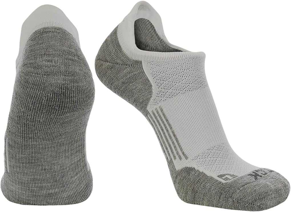 TCK Tour Golf Socks for Men and Women&#39;s No Show - White Gray - HIT a Double