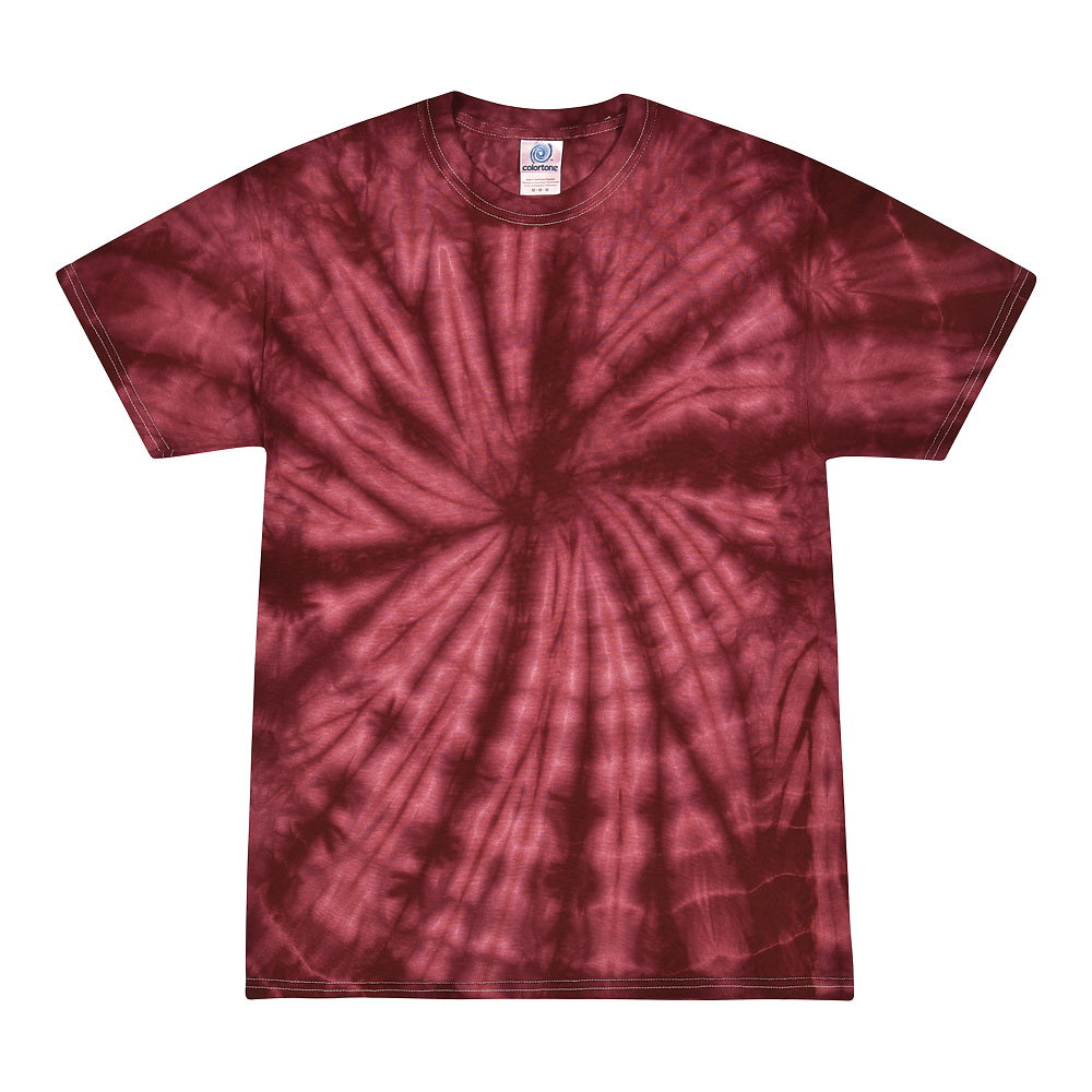 Colortone 1000Y Youth Multi-Color Tie-Dyed T-Shirt - Spider Burgundy