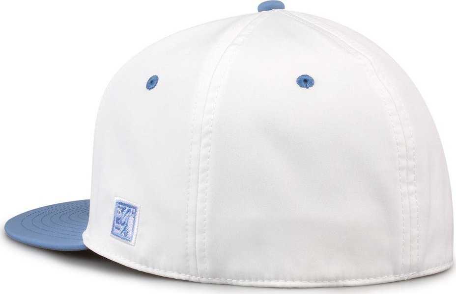 The Game GB997 Pro Shape GameChanger Cap - White Columbia Blue - HIT a Double - 3