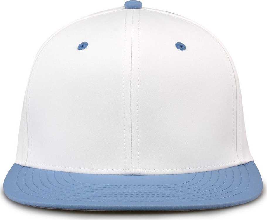 The Game GB997 Pro Shape GameChanger Cap - White Columbia Blue - HIT a Double - 1