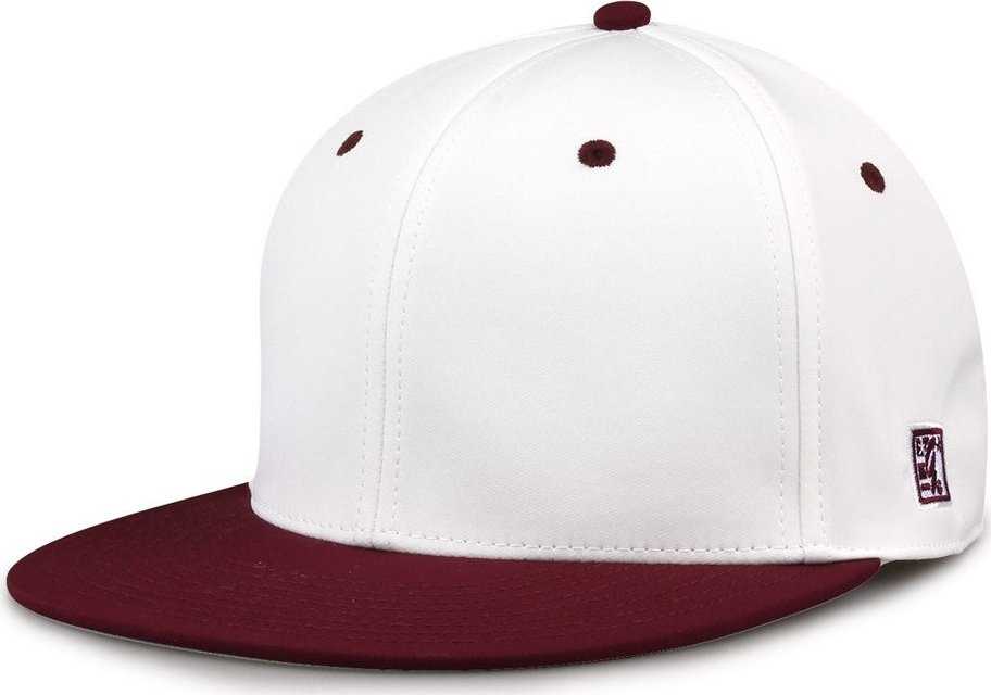The Game GB997 Pro Shape GameChanger Cap - White Dark Maroon - HIT a Double - 1