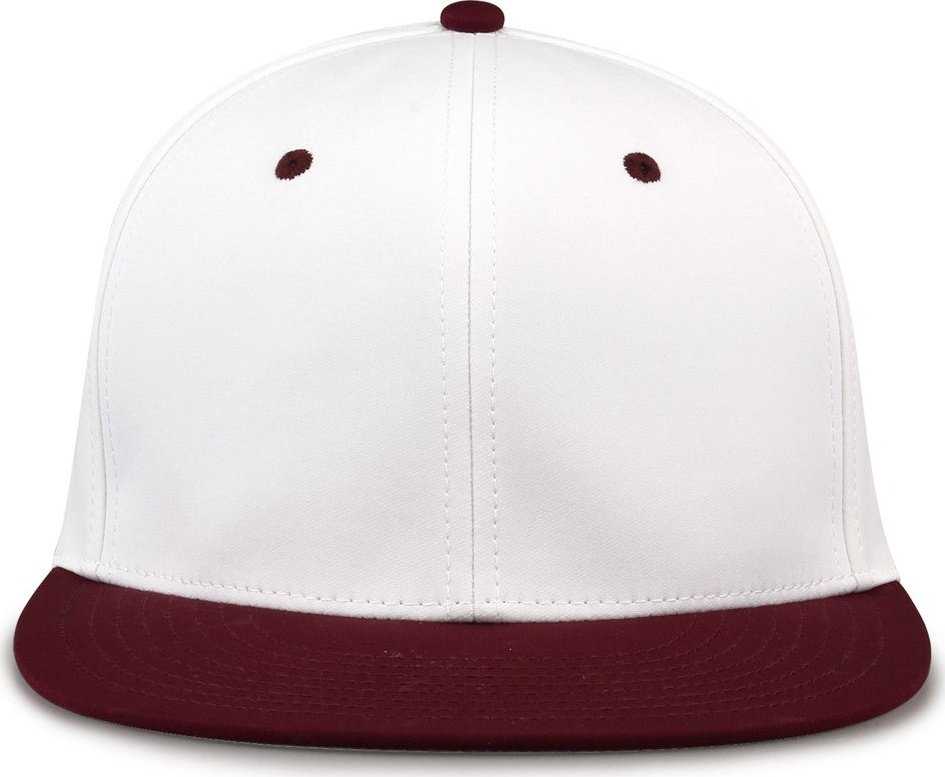 The Game GB997 Pro Shape GameChanger Cap - White Dark Maroon - HIT a Double - 2