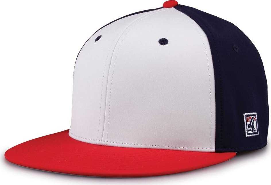 The Game GB997 Pro Shape GameChanger Cap - White Navy Red - HIT a Double - 1