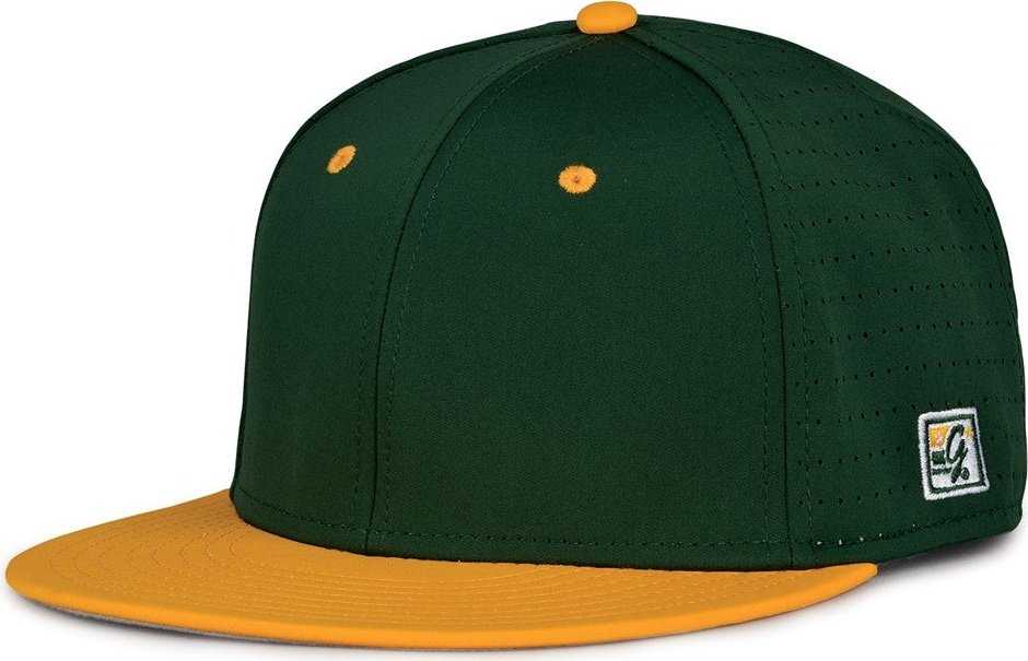 The Game GB998 Perforated GameChanger Cap - Dark Green Athletic Gold - HIT a Double - 1