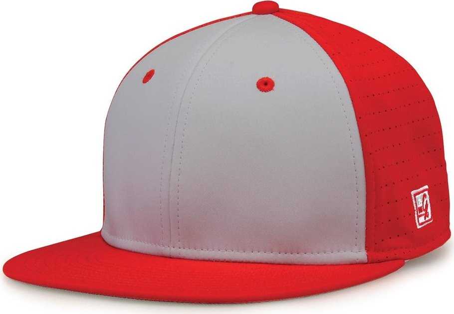 The Game GB998 Perforated GameChanger Cap - Red Gray - HIT a Double - 1