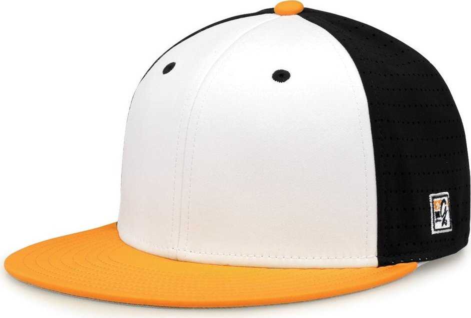 The Game GB998 Perforated GameChanger Cap - White Black Athletic Gold - HIT a Double - 1