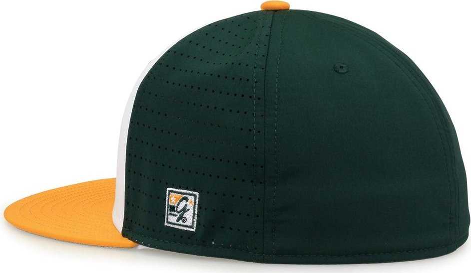 The Game GB998 Perforated GameChanger Cap - White Dark Green Athletic Gold - HIT a Double - 3