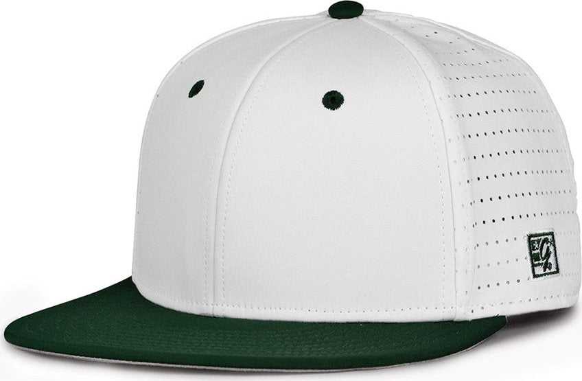 The Game GB999 Low Pro Perforated GameChanger Cap - White Dark Green - HIT a Double - 1