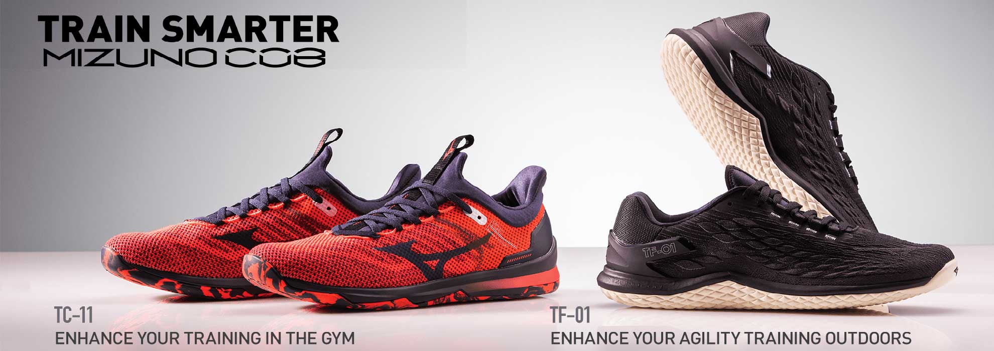 TC-11 indoor training shoes and the TF-01 outdoor training shoes