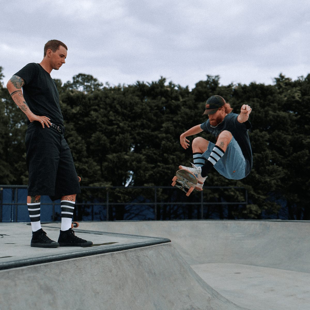 SOCCO True Knee High Bold Stripes Black Socks - White