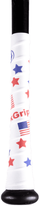 VukGripz Stars & American Baseball Bat Grip Tape - White Red - HIT a Double - 1