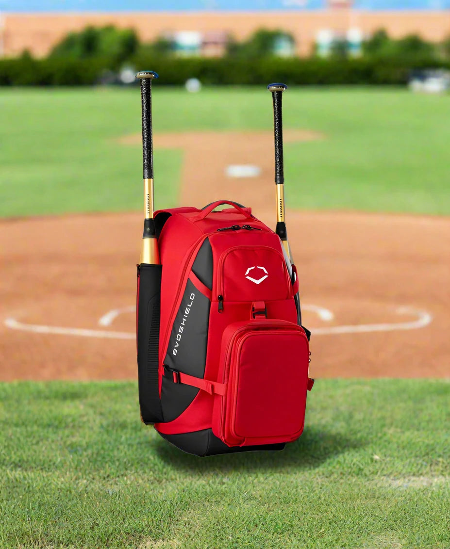 Evoshield Recruit Backpack Baseball/Softball Bat Bag - Red Gray - HIT a Doulbe - 1