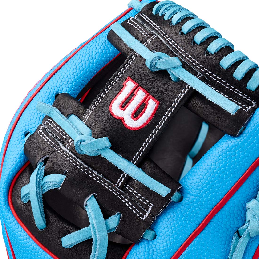 Wilson A2000 1786SS 11.50" Infield Glove WBG05601RT115 - Black Red  Sky Blue - HIT a Double - 5
