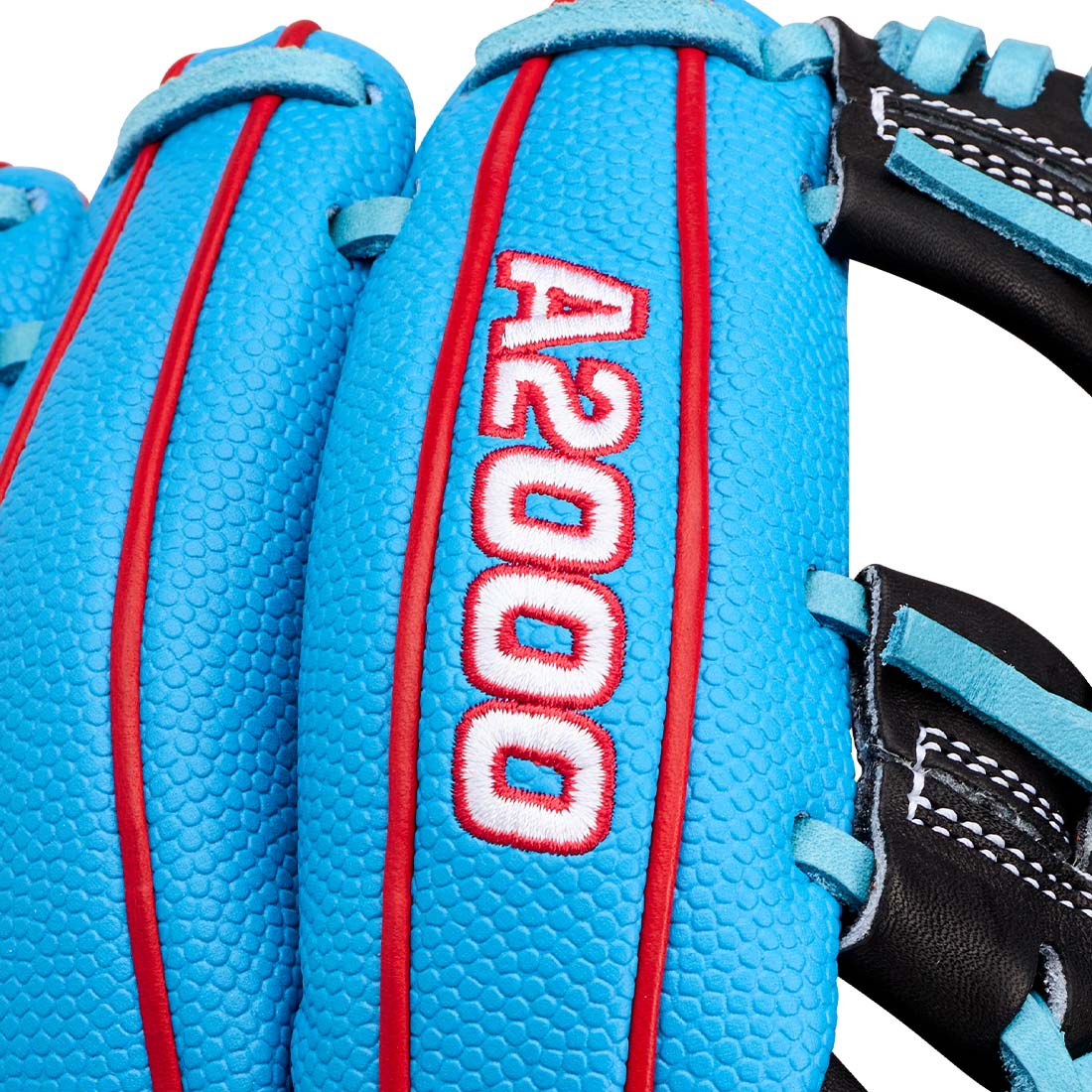 Wilson A2000 1786SS 11.50" Infield Glove WBG05601RT115 - Black Red  Sky Blue - HIT a Double - 6