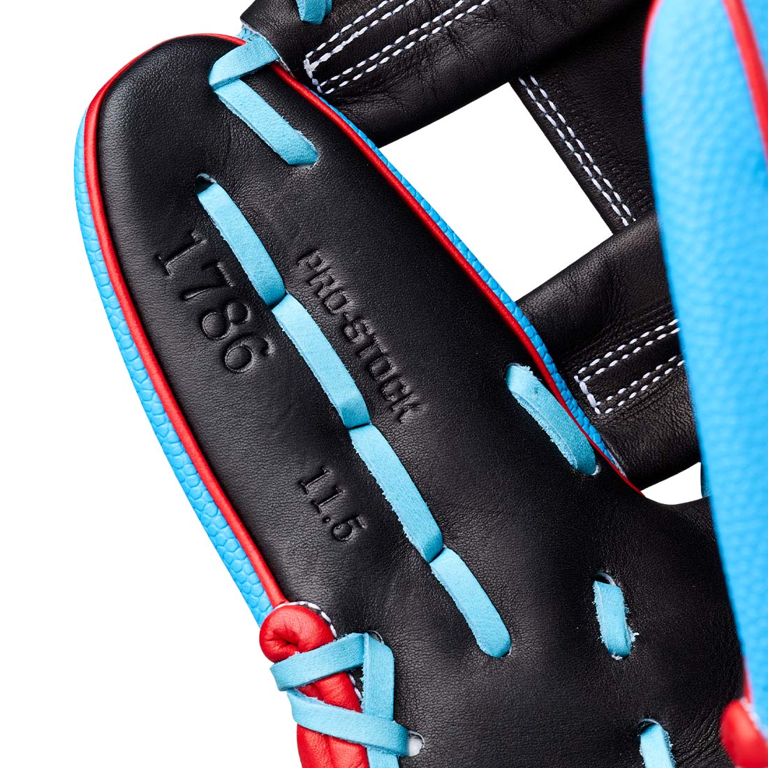 Wilson A2000 1786SS 11.50" Infield Glove WBG05601RT115 - Black Red  Sky Blue - HIT a Double - 7