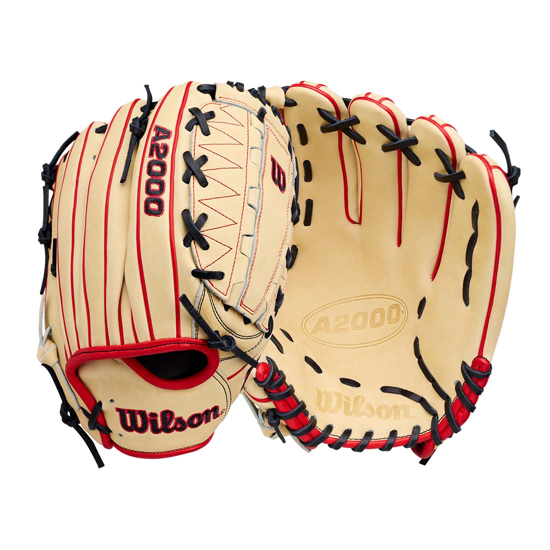 Wilson A2000 DH12 12.00" Pitcher's Glove WBG06101RT12 - Blonde Black Red - HIT a Double - 9