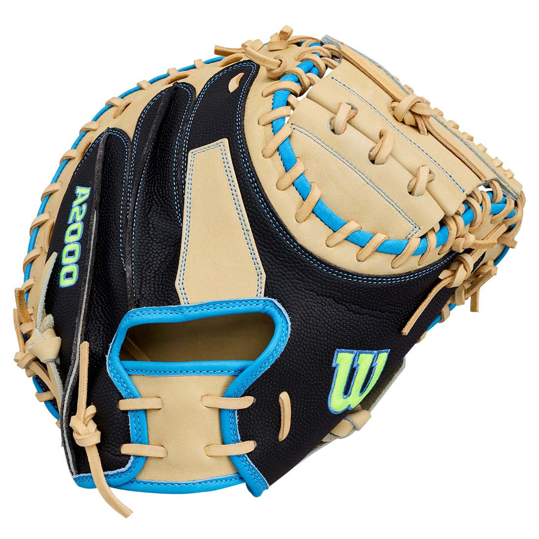 Wilson A2000 M23SS 33.50" Catcher's Mitt WBG06201RT335 - Blonde Black Sky Blue - HIT a Double - 1