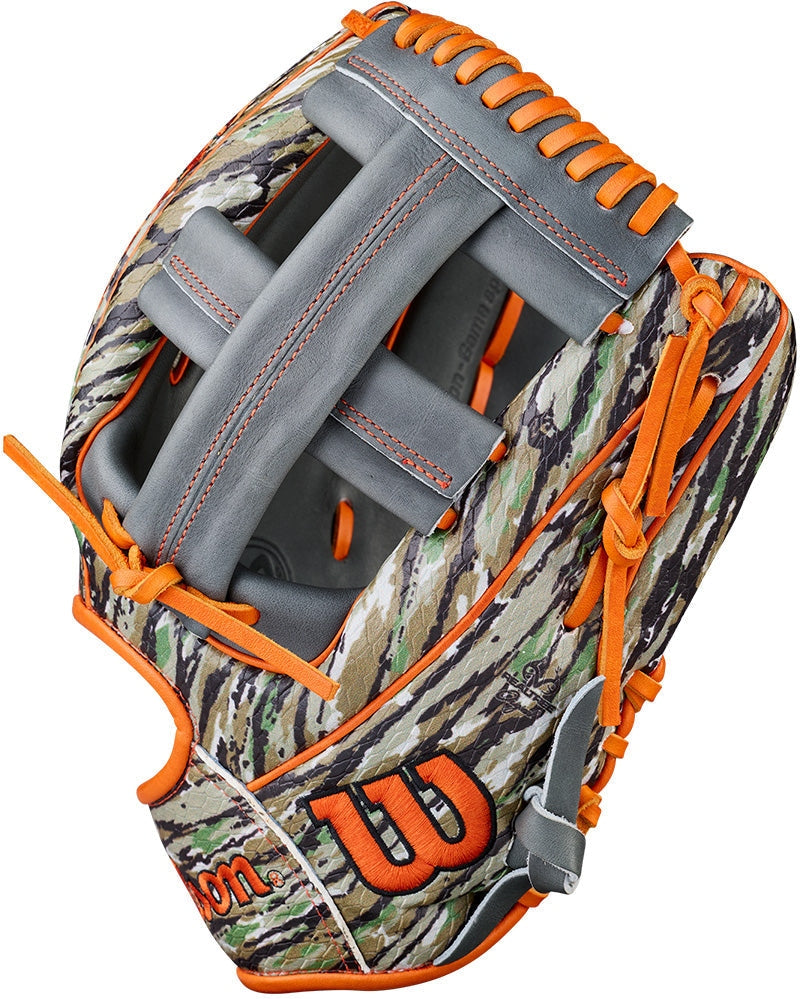 Wilson A2000 Gunnar Henderson 11.75" Winter Collection Infield  Glove WBW1034511175 - Camo pattern Orange - HIT a Double - 3