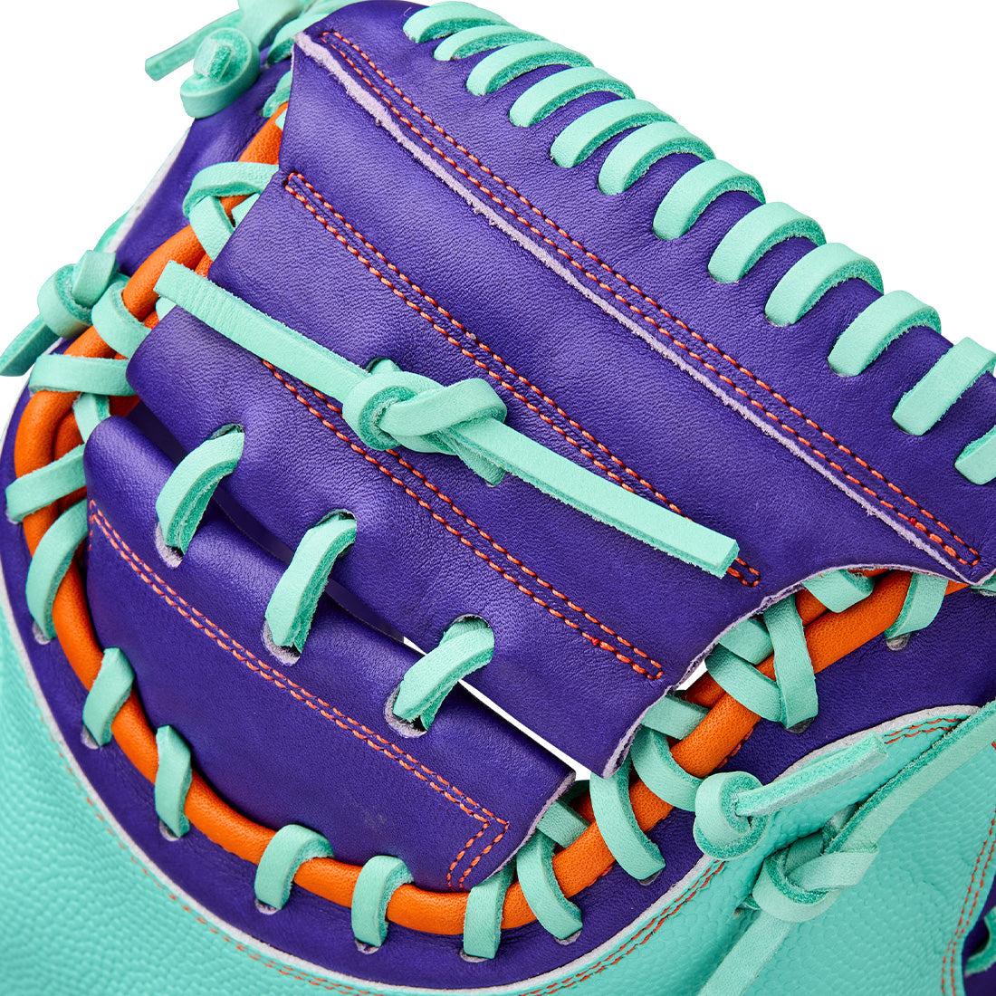 Wilson A2000 CM33SS 33.00" Winter Collection Catcher's Mitt WBW10394233 - Seafoam Purple Orange - HIT a Double - 7