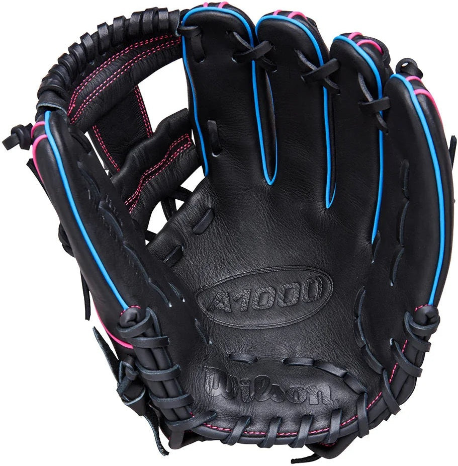 Wilson A1000 DP15 11.50" Infield Baseball Glove WBW103956115 - Black Flaming Pink - HIT a Double - 2