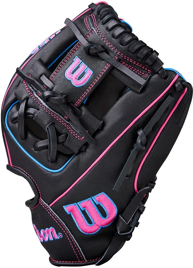 Wilson A1000 DP15 11.50" Infield Baseball Glove WBW103956115 - Black Flaming Pink - HIT a Double - 4