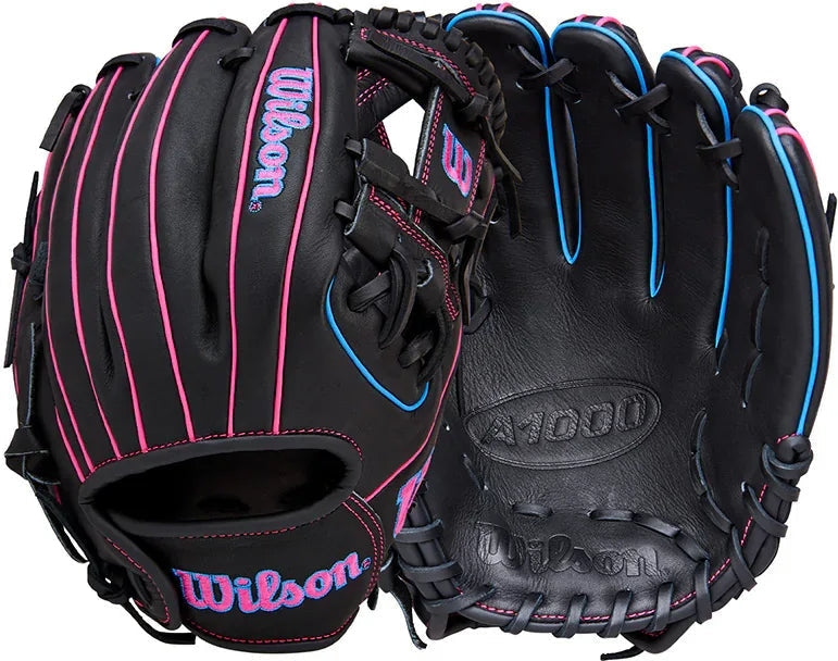 Wilson A1000 DP15 11.50" Infield Baseball Glove WBW103956115 - Black Flaming Pink - HIT a Double - 3