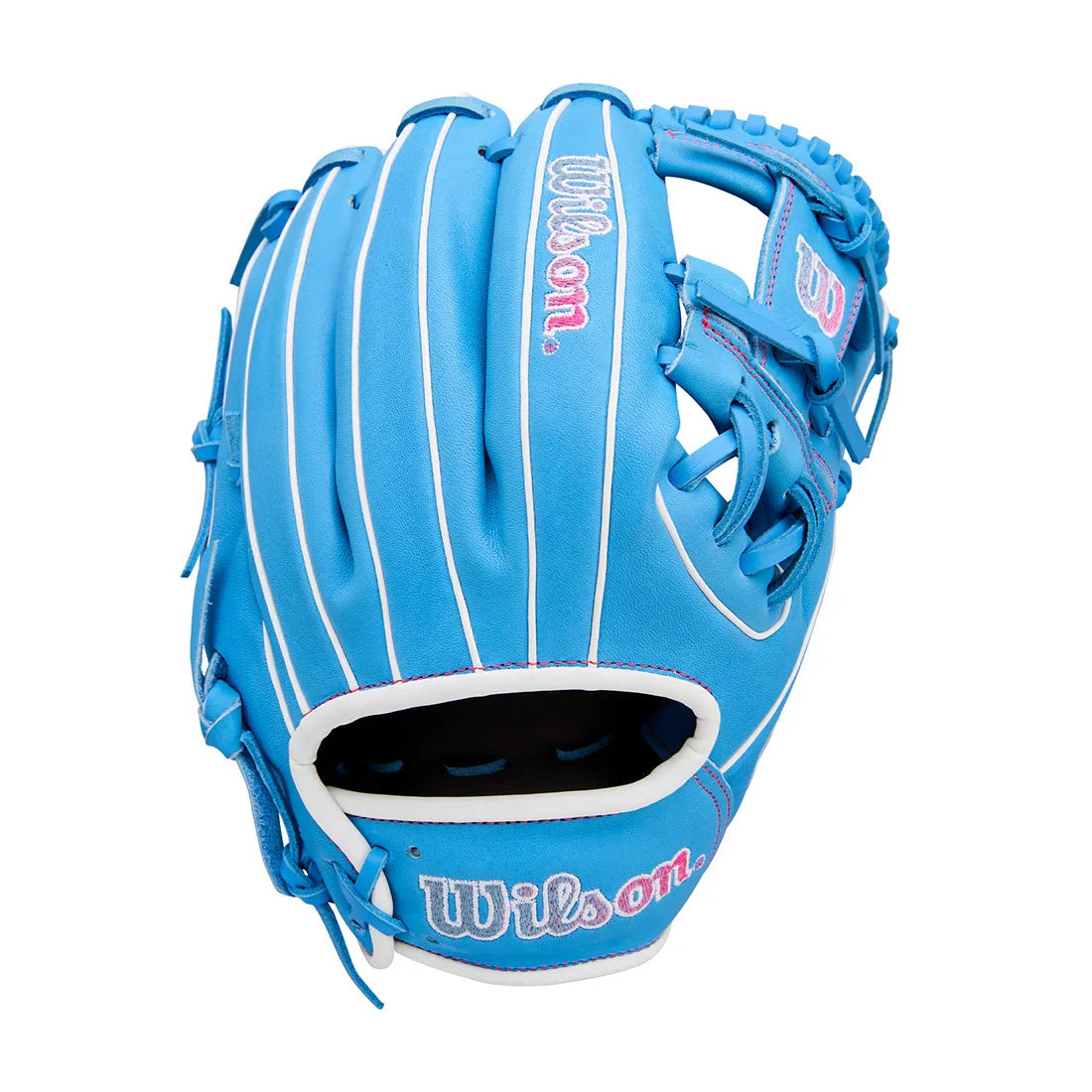 Wilson A1000 1786 11.50" Infield Baseball Glove WBW103957115 - Cool Blue White Flamingo Pink - HIT a Double - 1