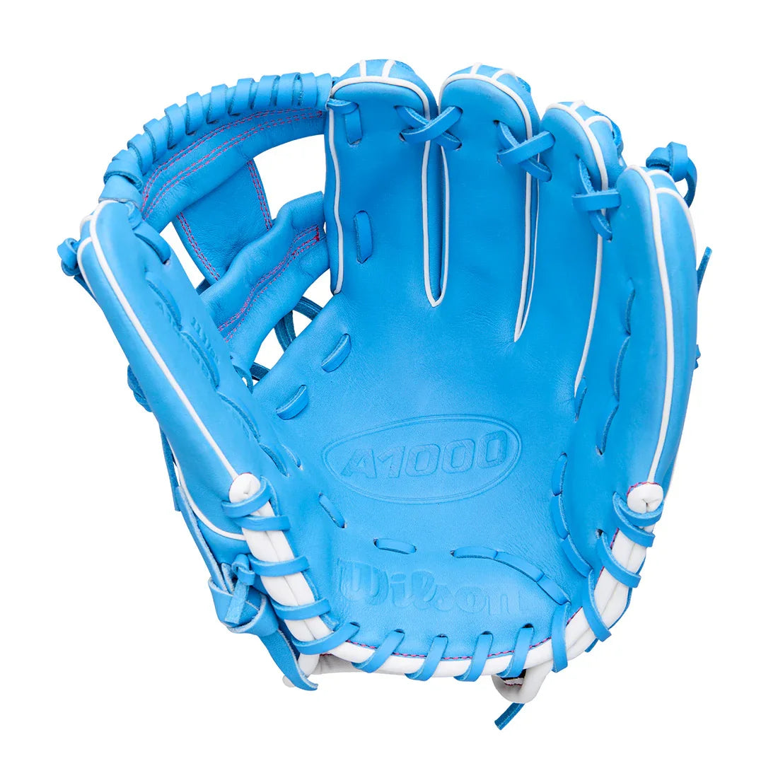 Wilson A1000 1786 11.50" Infield Baseball Glove WBW103957115 - Cool Blue White Flamingo Pink - HIT a Double - 2