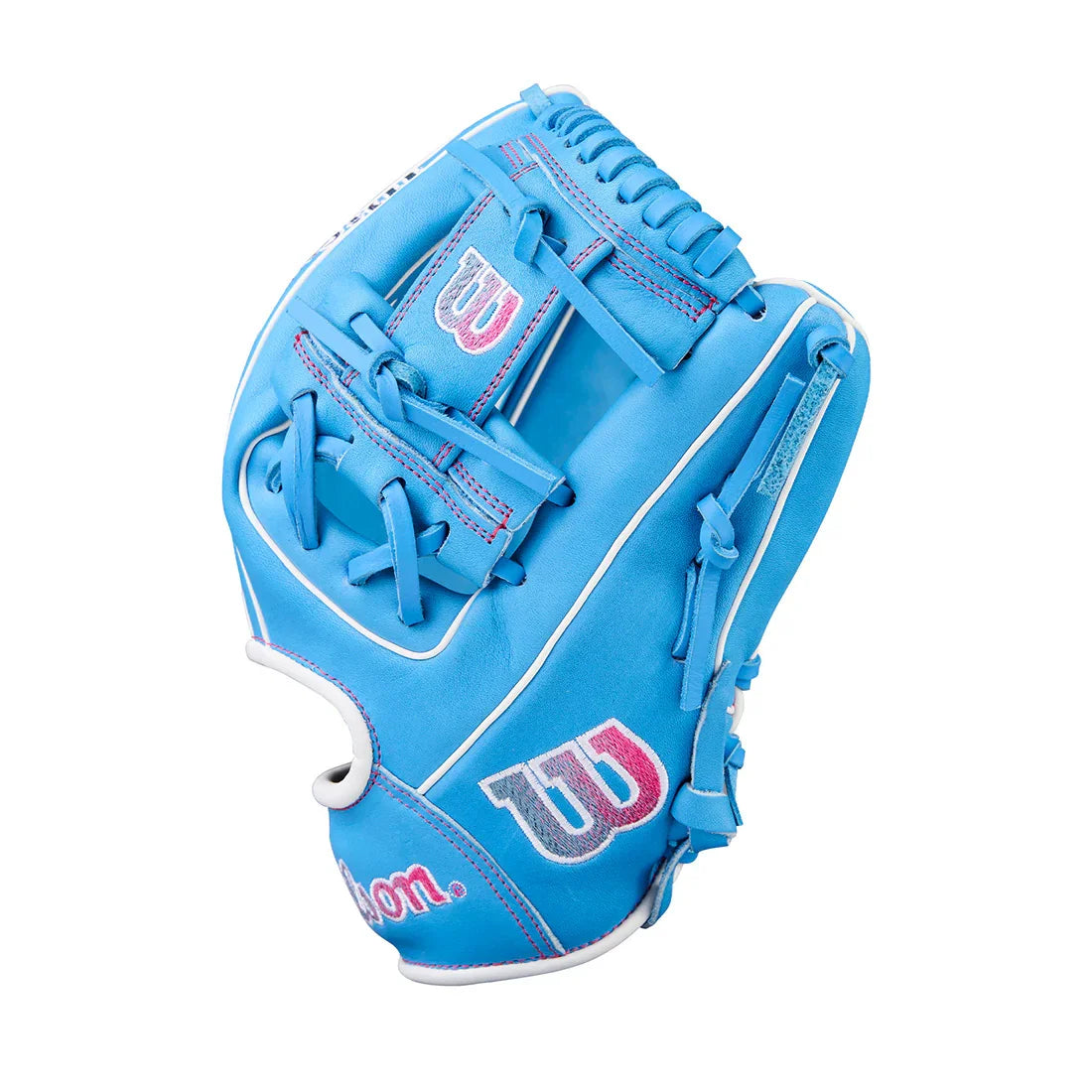 Wilson A1000 1786 11.50" Infield Baseball Glove WBW103957115 - Cool Blue White Flamingo Pink - HIT a Double - 4