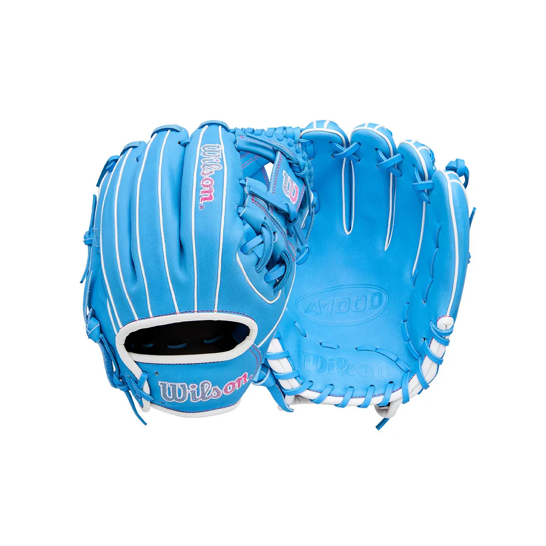 Wilson A1000 1786 11.50" Infield Baseball Glove WBW103957115 - Cool Blue White Flamingo Pink - HIT a Double - 3