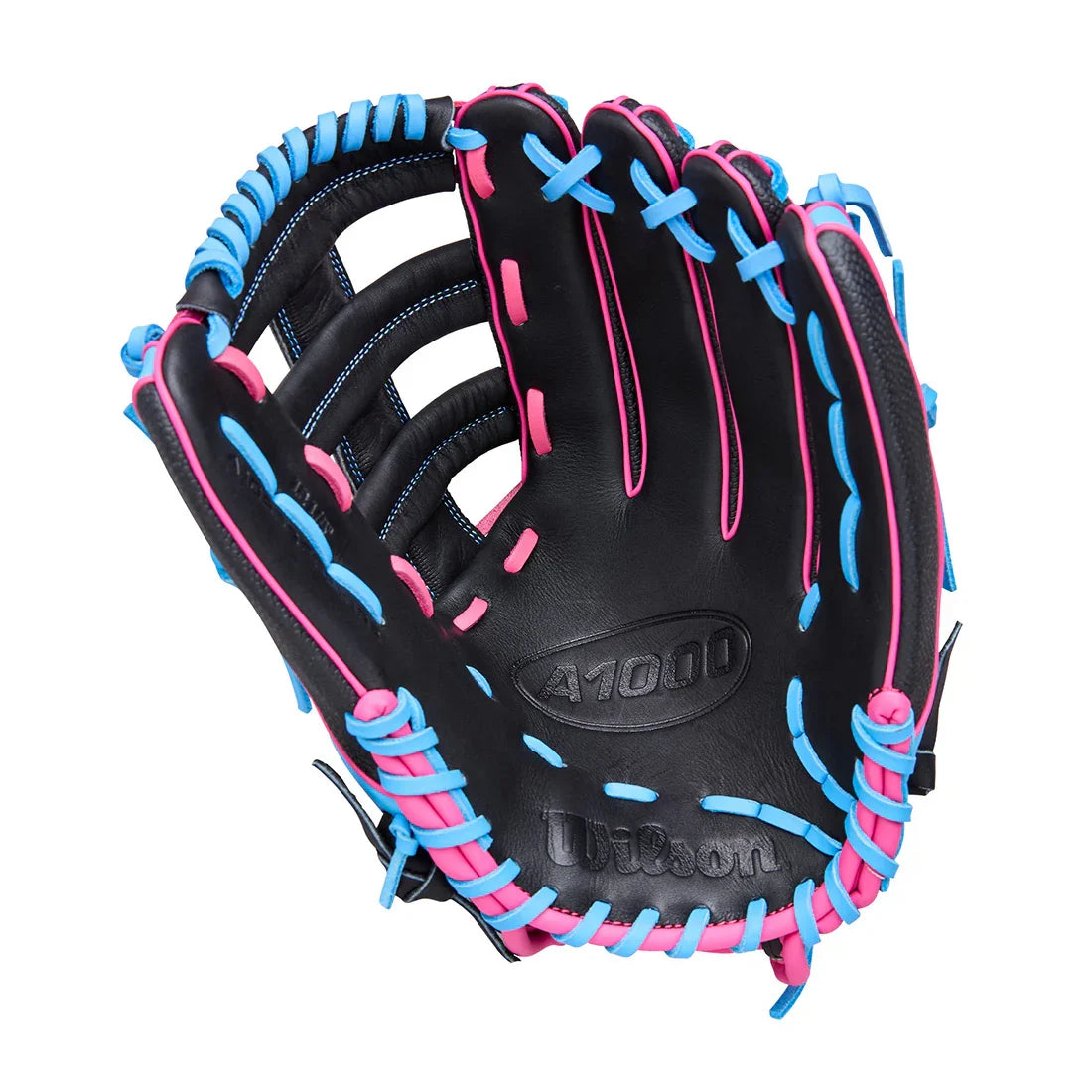 Wilson A1000 1892 12.25" Outfield Baseball Glove WBW1039621225 - Black Cool Blue Flamingo Pink - HIT a Double - 1