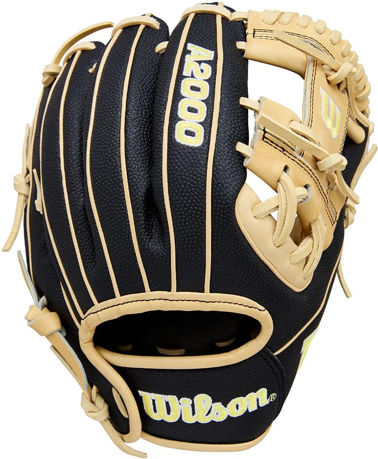 Wilson A2000 Classic Series DP15SS 11.50" Infield Baseball Glove WBW104110115 - Black Blonde Wilson Yellow - HIT a Double - 1